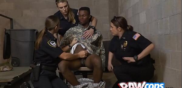  Raw MILF officers foursome with a conviced marine